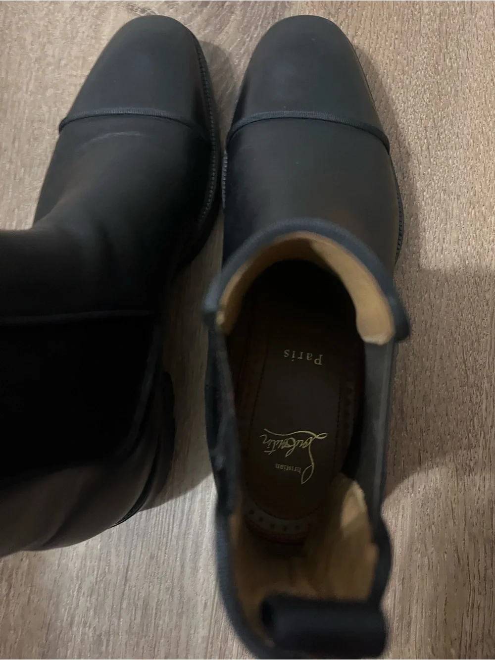 Christian Louboutin Black Leather Chelsea Boots with Red  display picture 3